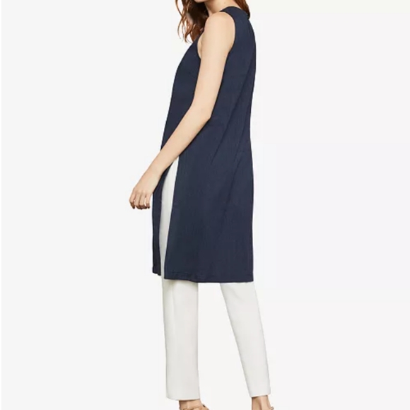 BCBG MaxAzria Svetlana Pinstripe Linen Tunic Duster XS Tall GUC - Picture 2 of 9